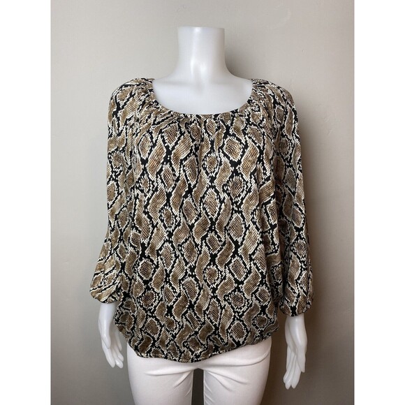 F. Michael Kors Top Size L Print Multicolor Long Sleeve Round Neck NWT $64 - Picture 6 of 11